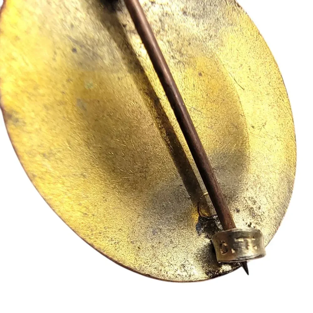 Antique CT Gold Filled Oval Engraved Monogram Brooch Pin Victorian Script A